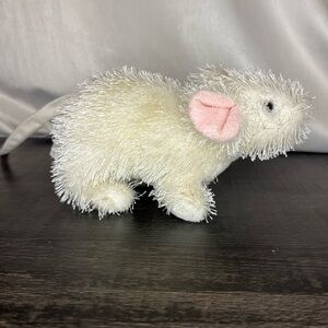 GANZ Fuzzy White and Pink Mouse Toy